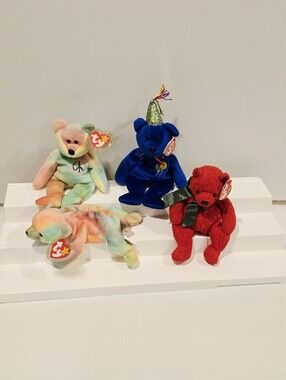 Vintage Ty Beanie Babies  Bear Plush Stuffed Animal Set